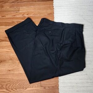 Pardazzio Mens Dress Pants 39 x 31 Black Pleated Cuffed Office Wedding Work